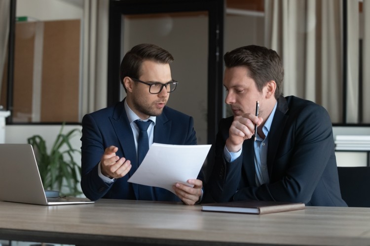 Two Lawyers Discussing Case