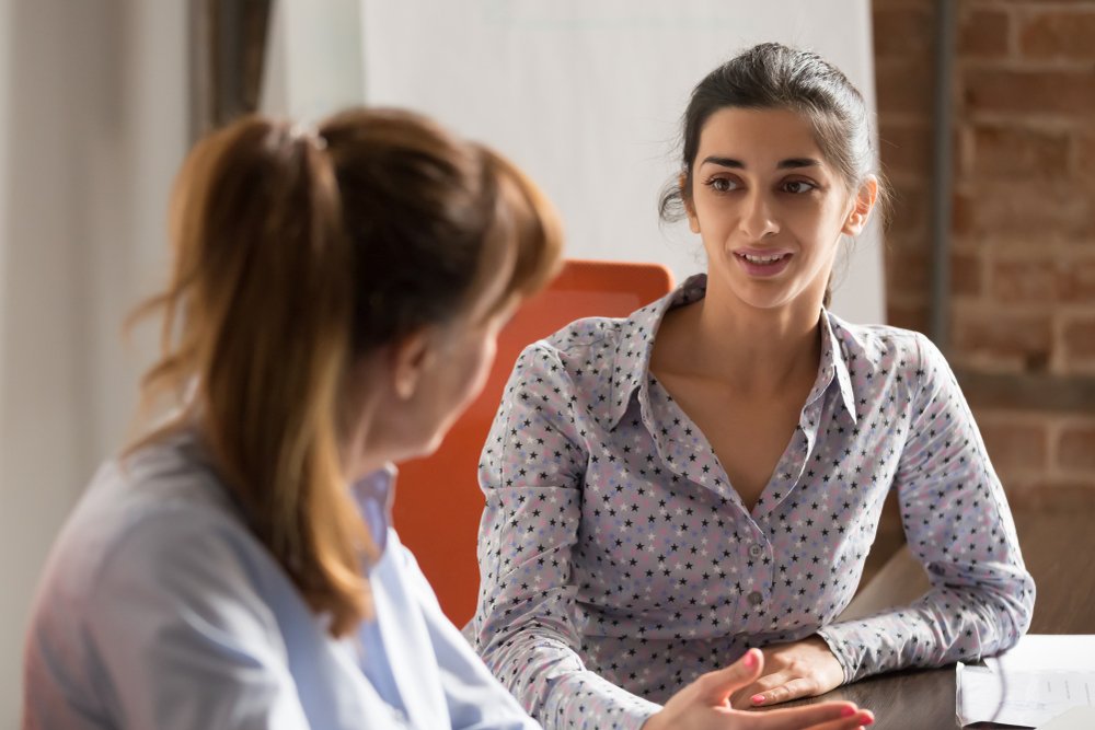 Criminal Lawyer Discussing Case With Her Client